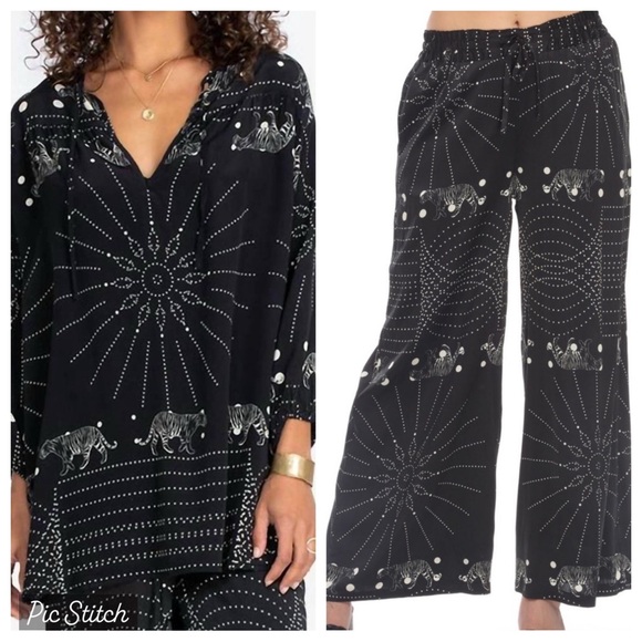 Johnny Was Other - Johnny Was Biya black silk celestial tiger set Size XL RARE